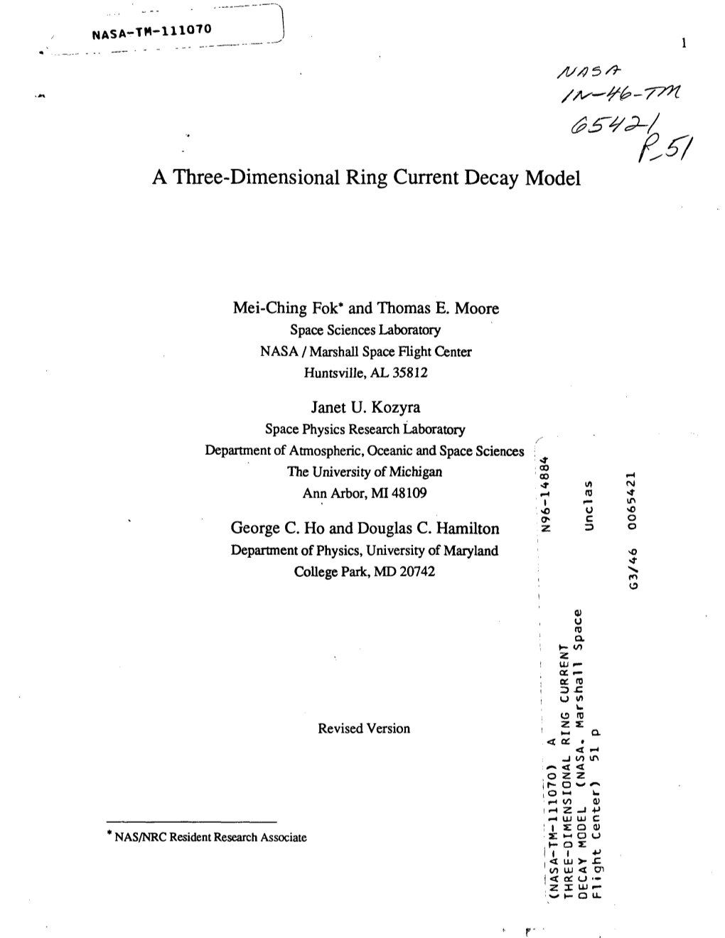 A Three-Dimensional Ring Current Decay Model I 5£