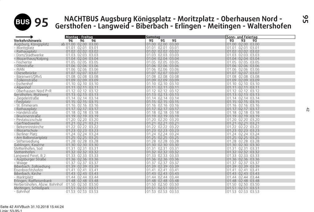 Fahrplan Nachtbus