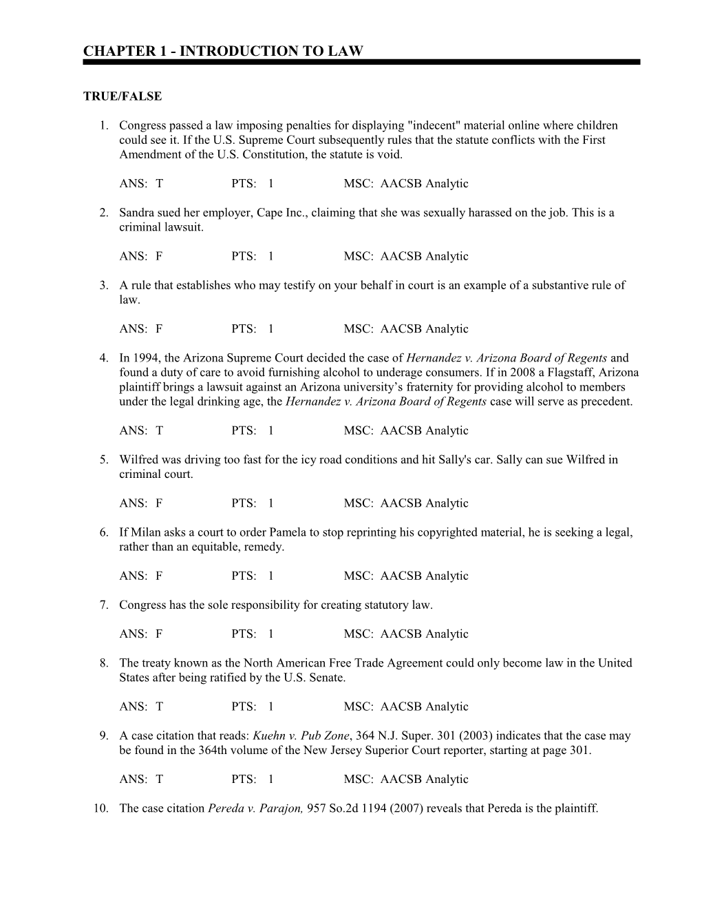 Chapter 1 - Introduction to Law s1