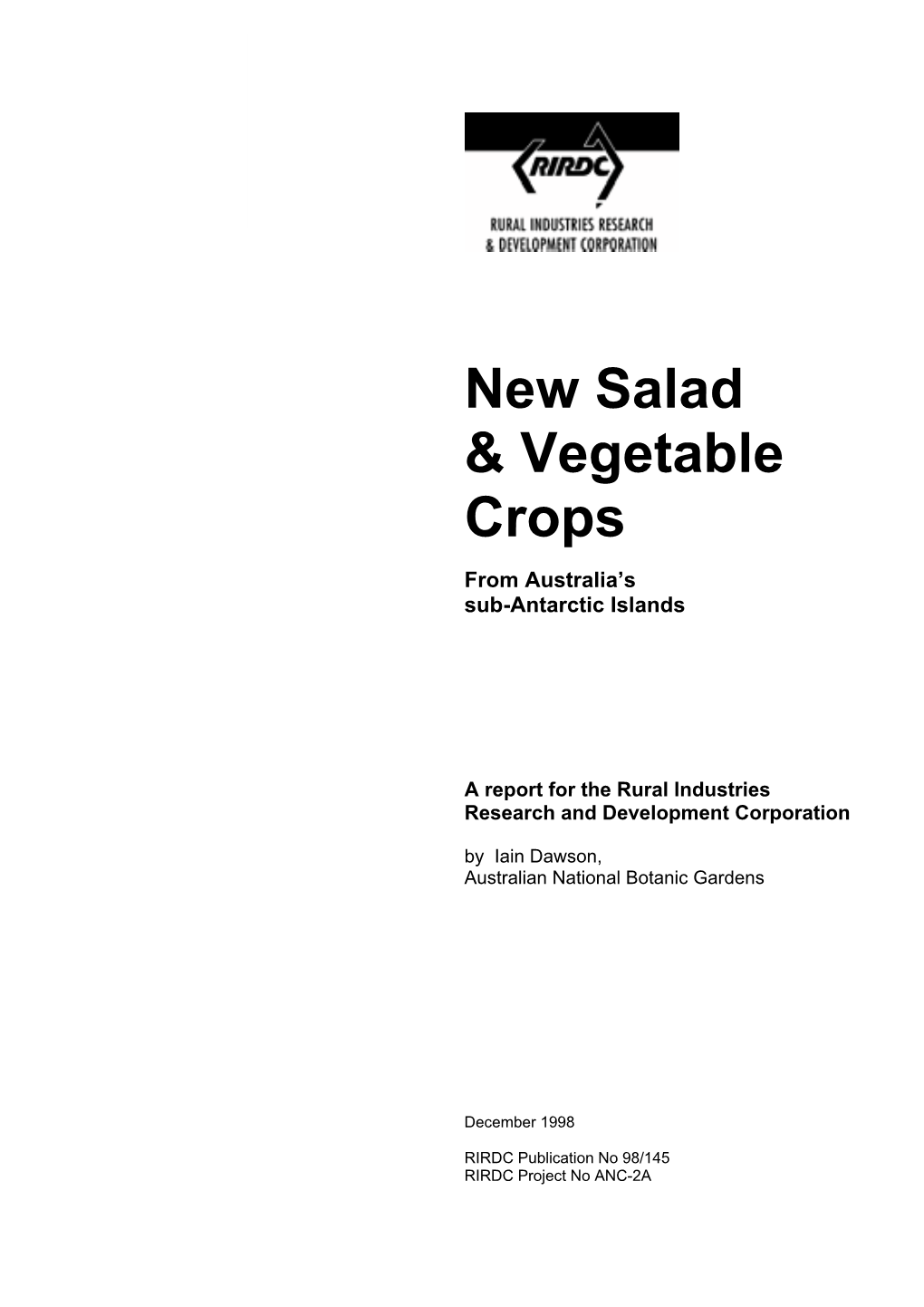 New Salad & Vegetable Crops