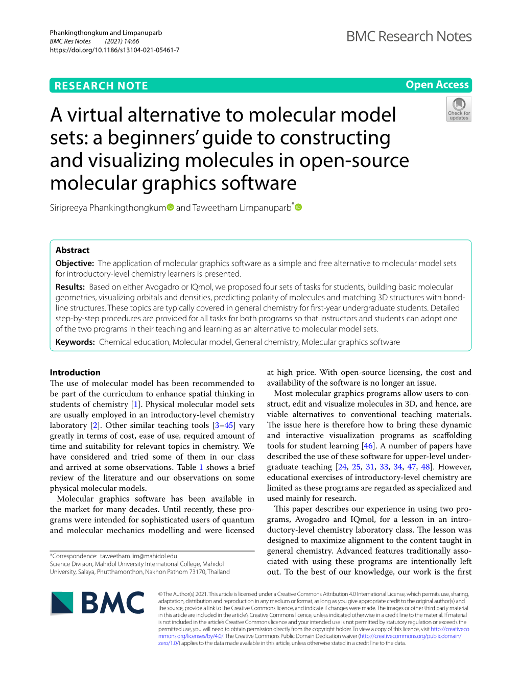 A Virtual Alternative to Molecular Model Sets