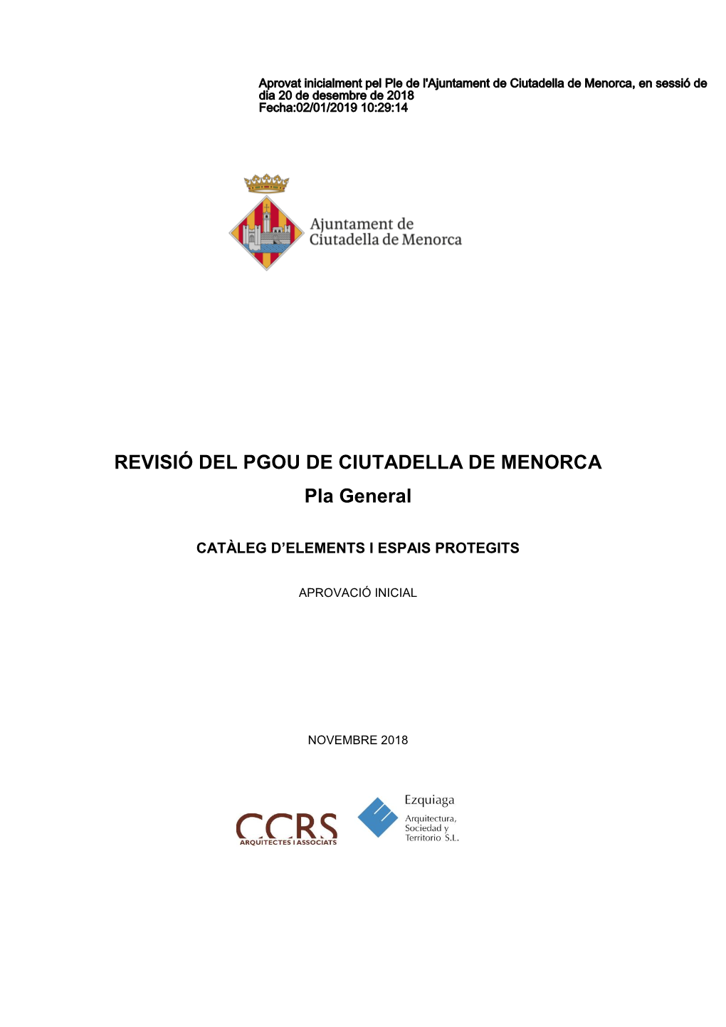 REVISIÓ DEL PGOU DE CIUTADELLA DE MENORCA Pla General