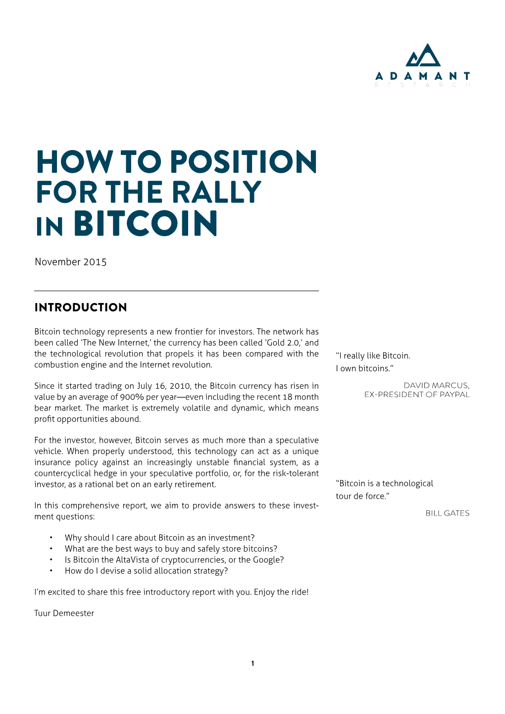 HOW to POSITION for the RALLY in BITCOIN November 2015