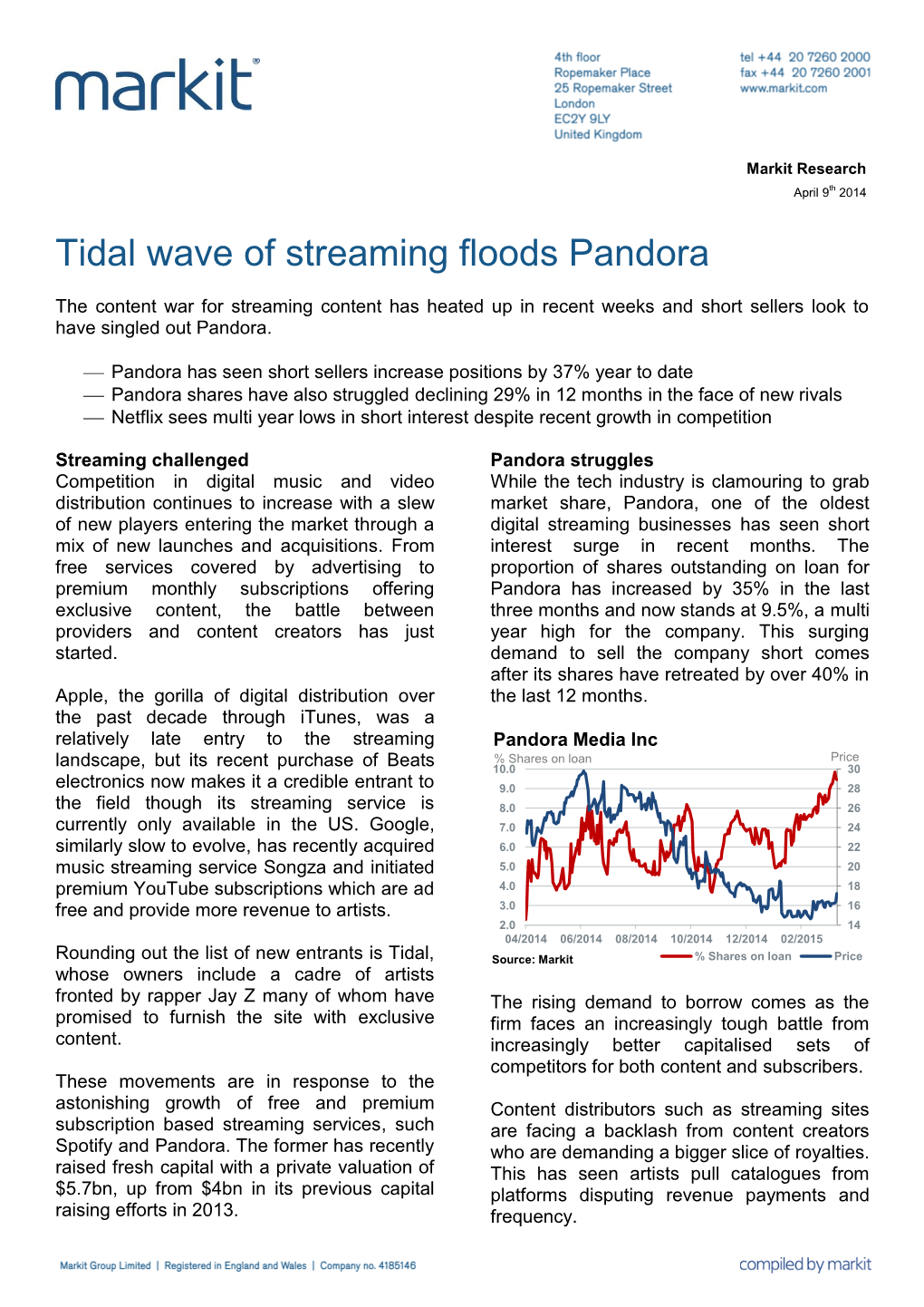 Tidal Wave of Streaming Floods Pandora