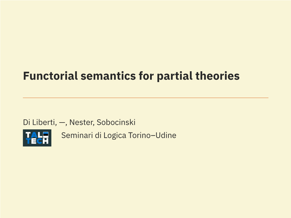 Functorial Semantics for Partial Theories