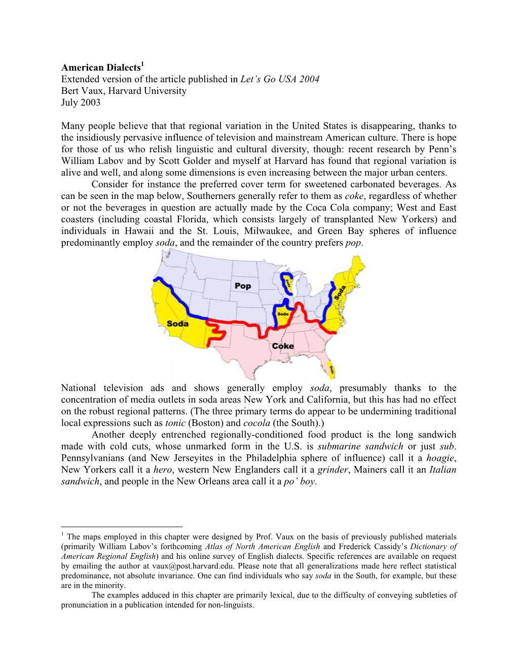 American Dialects Extended Version of the Article Published in Let's Go