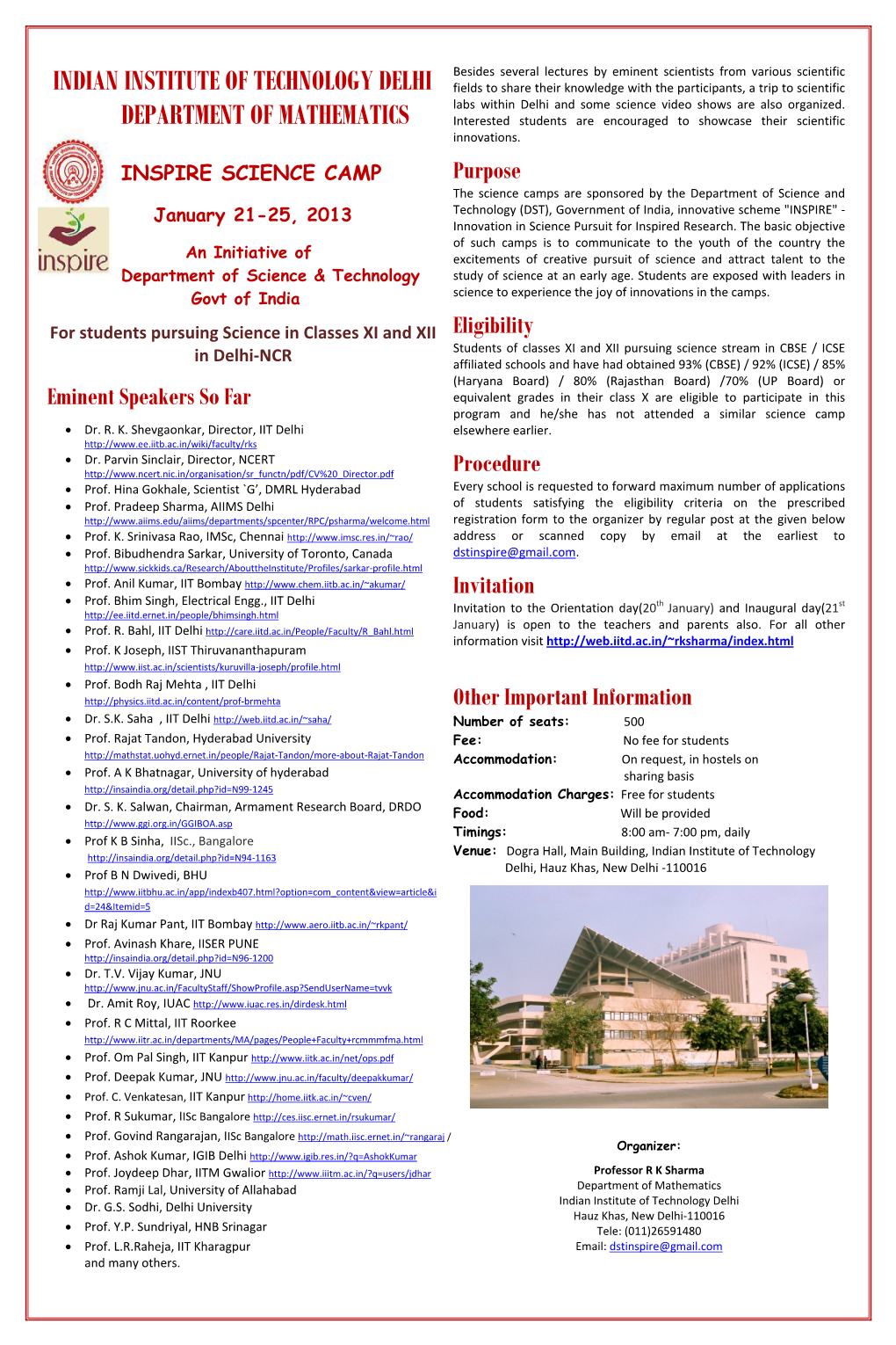 Indian Institute of Technology Delhi Department of Mathematics