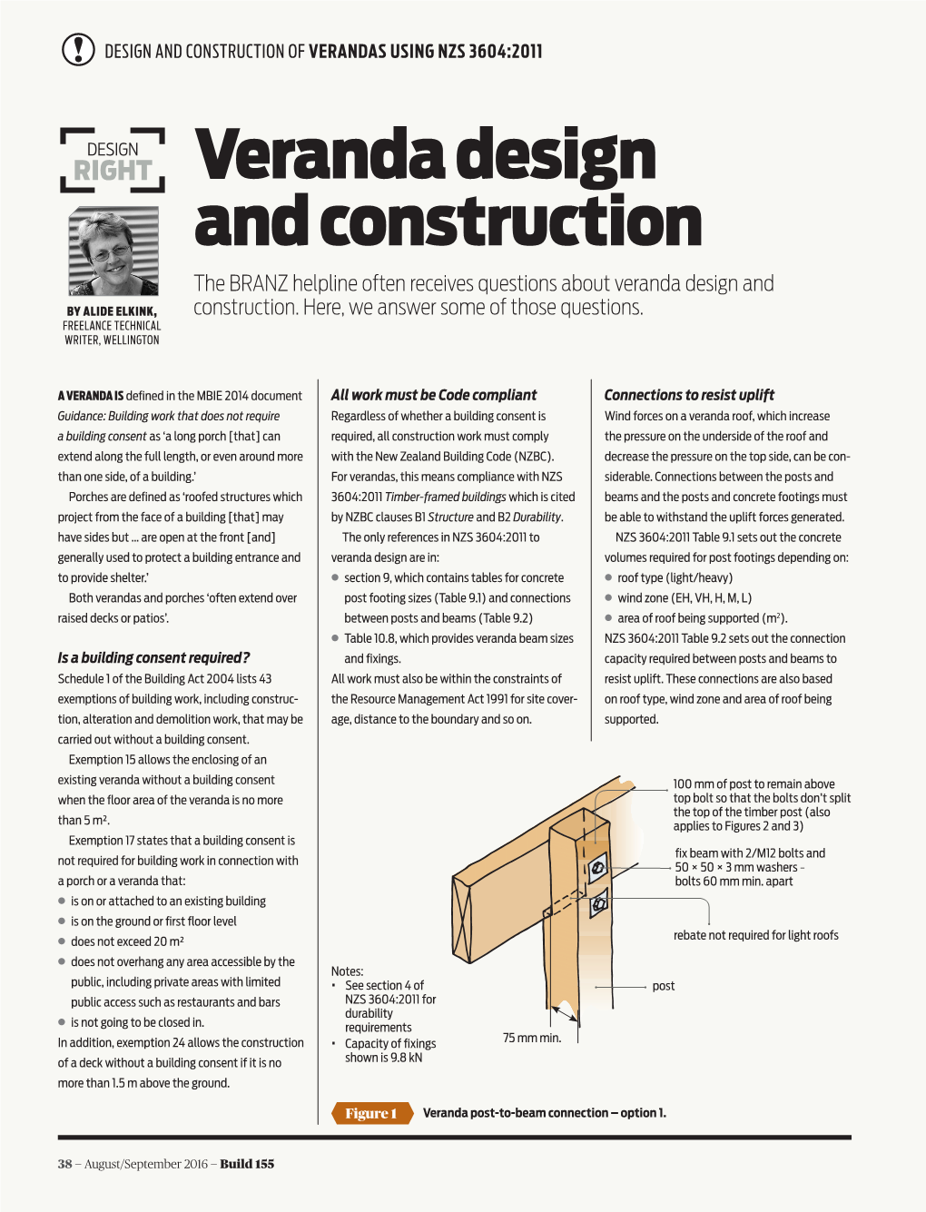 Veranda Design and Construction the BRANZ Helpline Often Receives Questions About Veranda Design and by ALIDE ELKINK, Construction