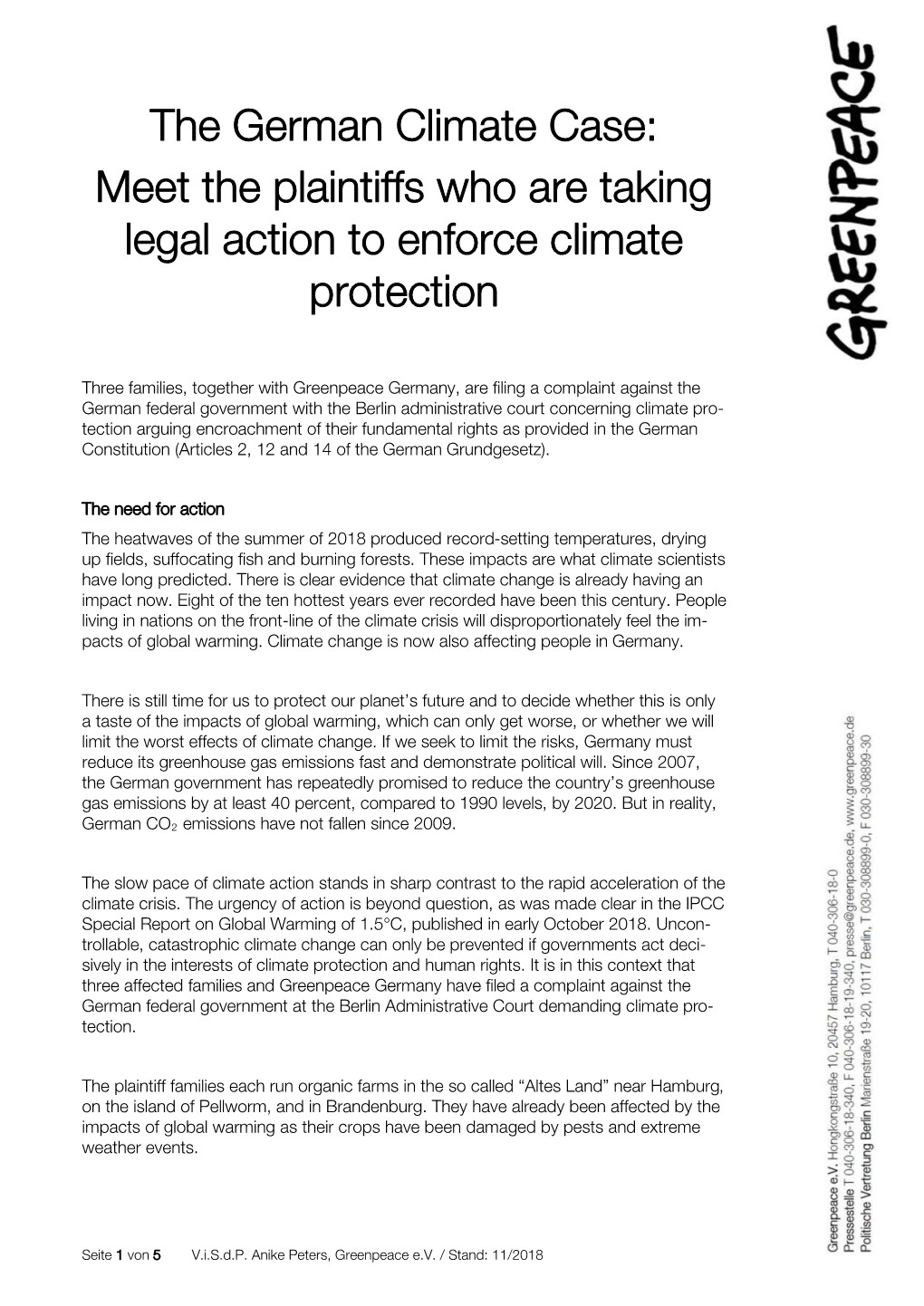 Factsheet: the German Climate Case | Greenpeace