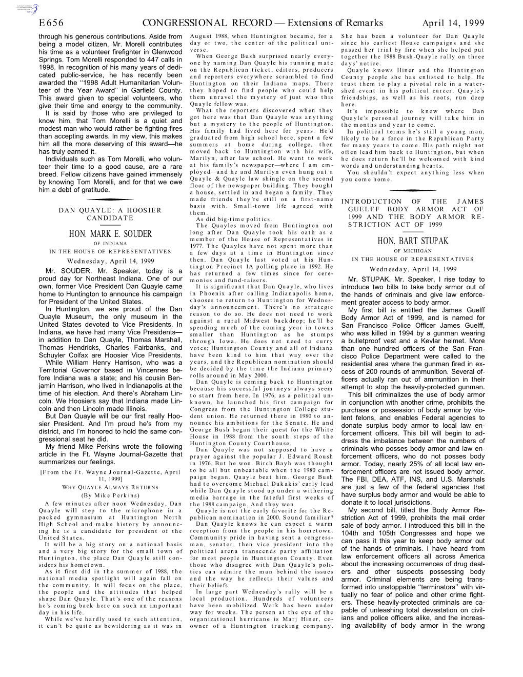 CONGRESSIONAL RECORD— Extensions of Remarks E656 HON