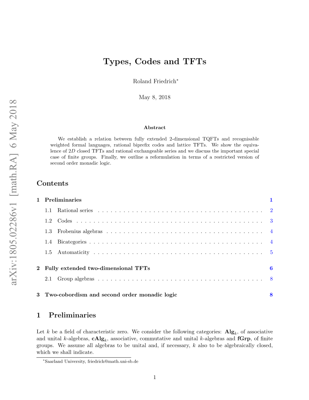 Types, Codes and Tfts