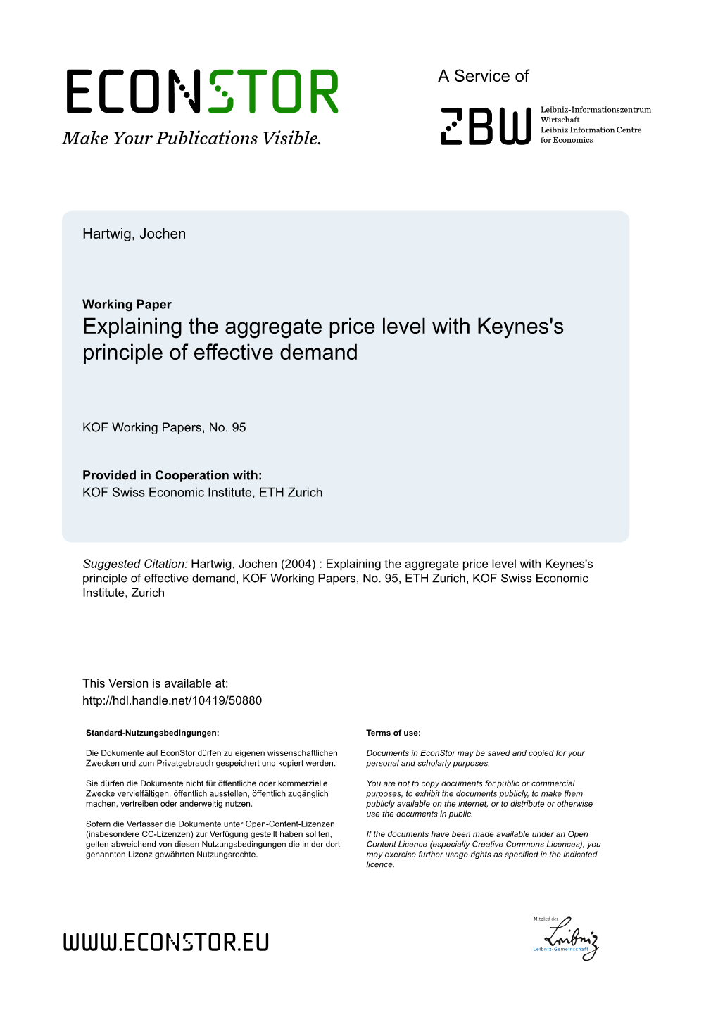 Explaining the Aggregate Price Level with Keynes's Principle of Effective Demand