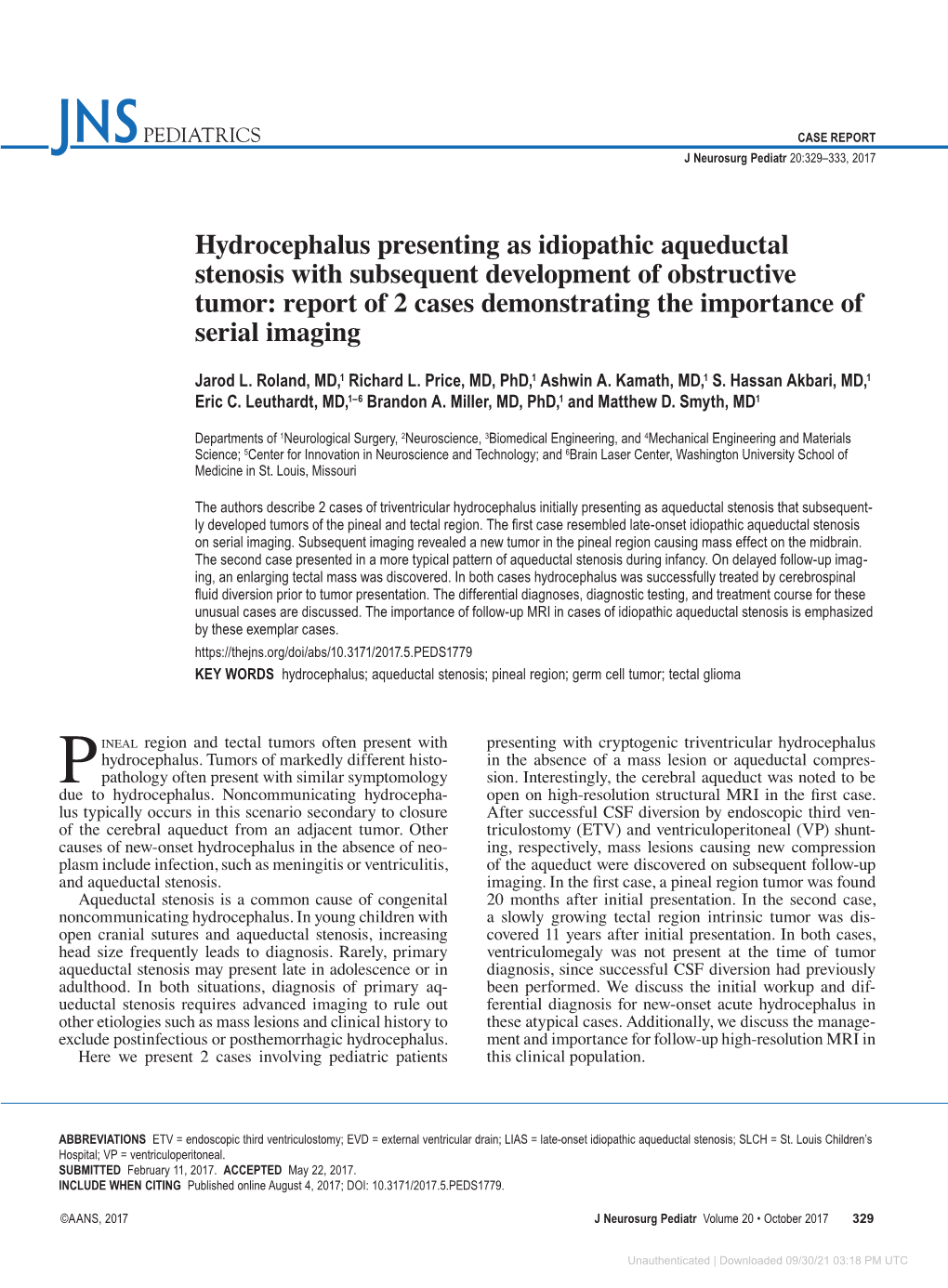 Hydrocephalus Presenting As Idiopathic Aqueductal Stenosis With