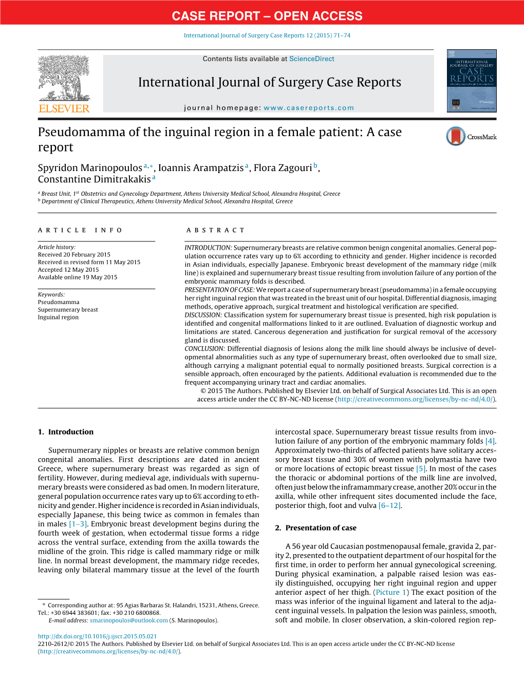 Pseudomamma of the Inguinal Region in a Female Patient: a Case Report