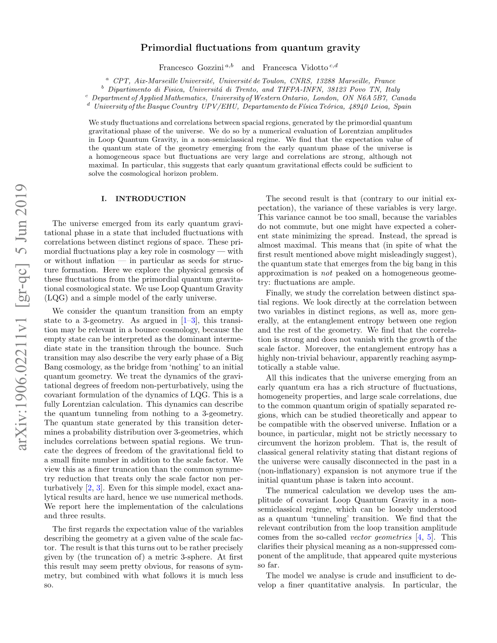 Primordial Fluctuations from Quantum Gravity