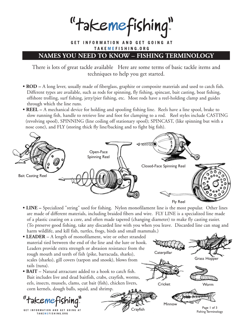 FISHING TERMINOLOGY There Is Lots of Great Tackle Available Here Are Some Terms of Basic Tackle Items and Techniques to Help You Get Started