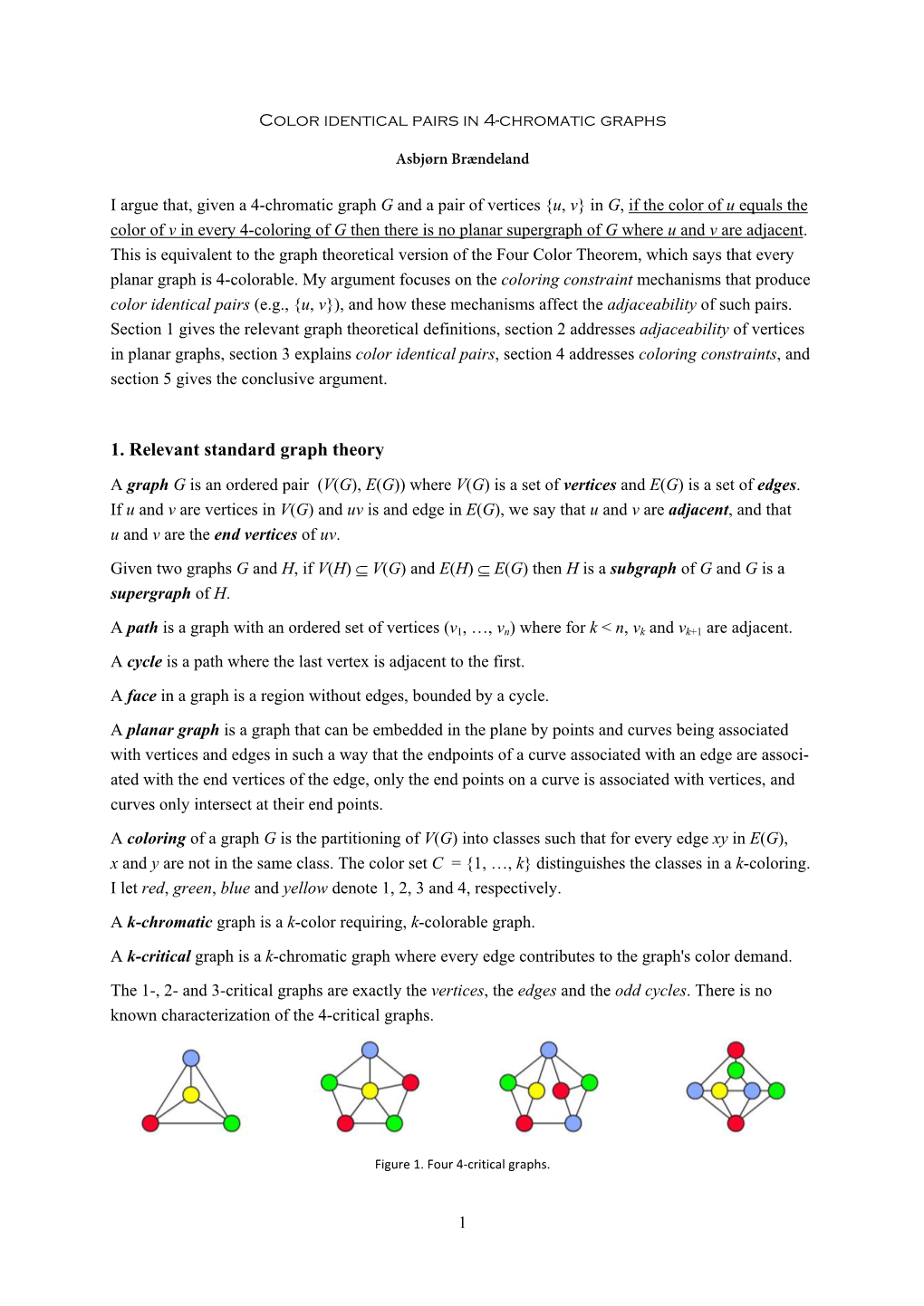 1. Relevant Standard Graph Theory