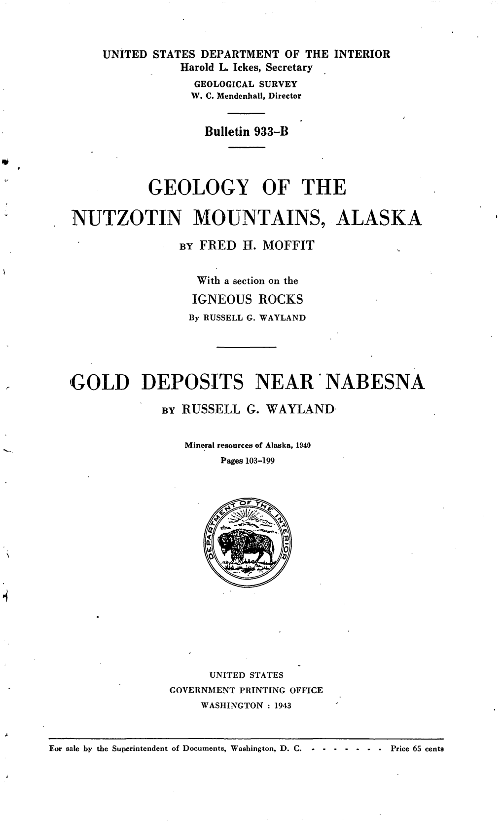 Geology of the Nutzotin Mountains, Alaska Gold Deposits Near Nabesna