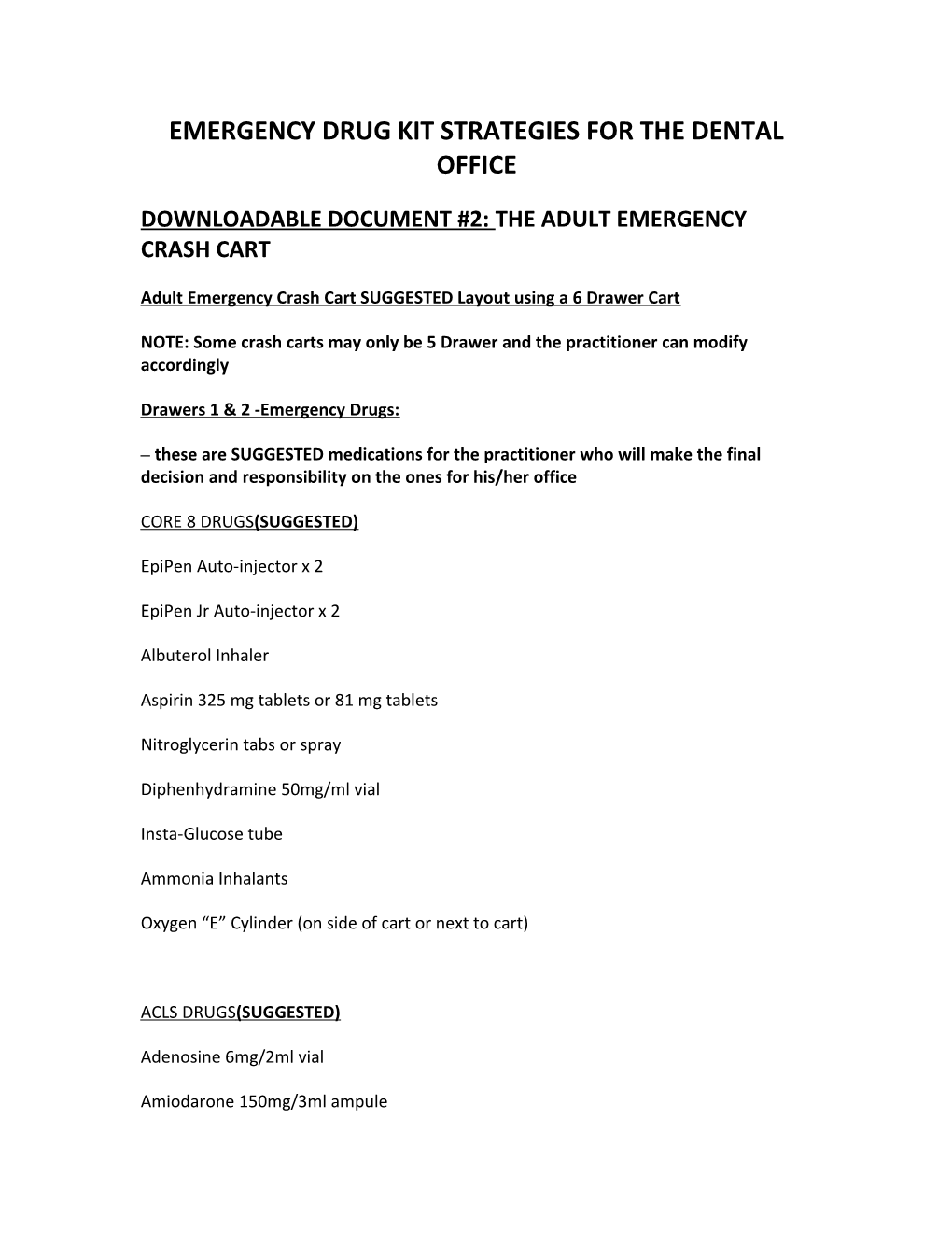 Emergency Drug Kit Strategies for the Dental Office