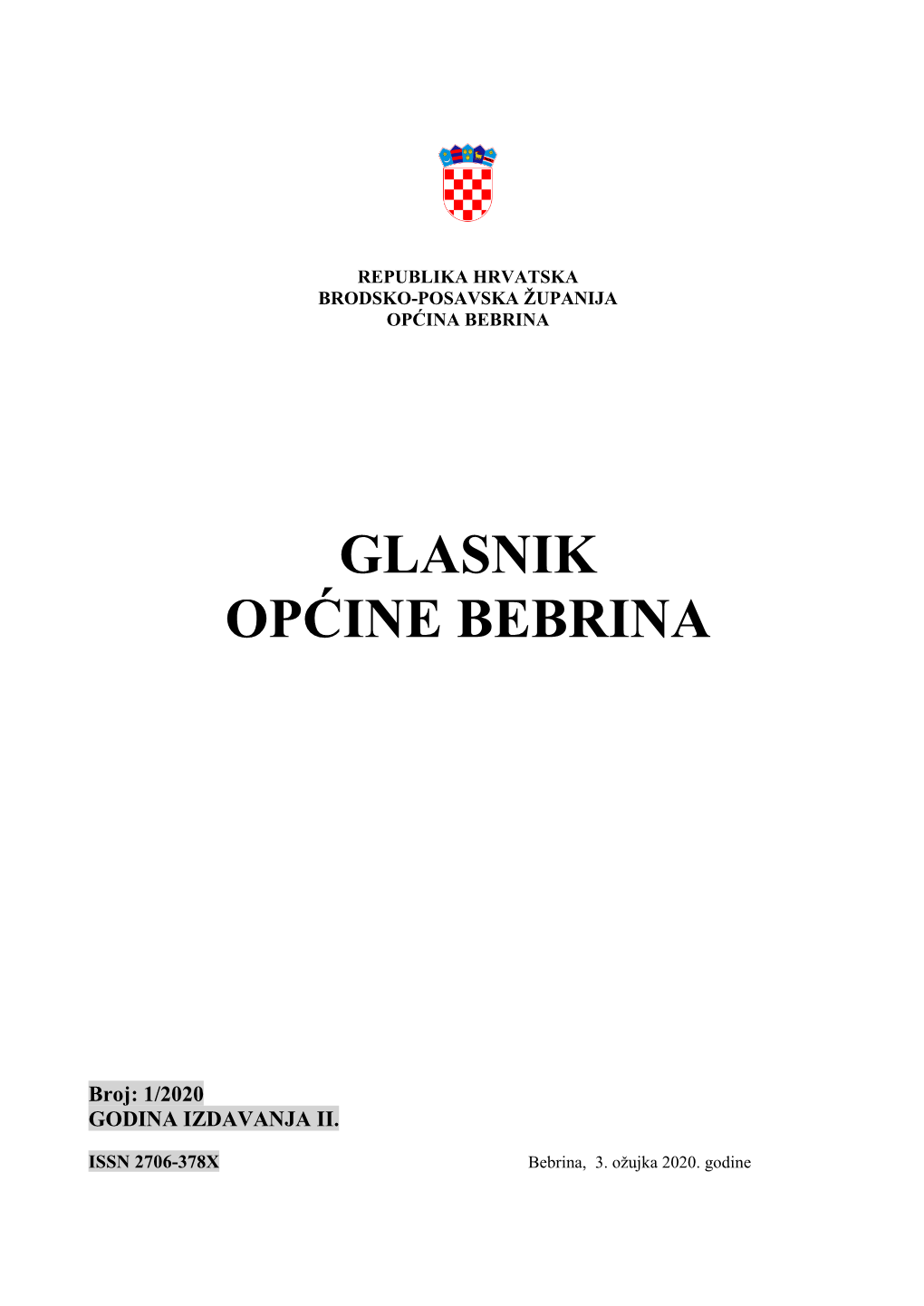 GLASNIK OPĆINE BEBRINA, Broj 1-2020