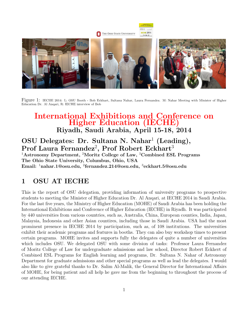 IECHE 2014: L: OSU Booth - Bob Eckhart, Sultana Nahar, Laura Fernandez