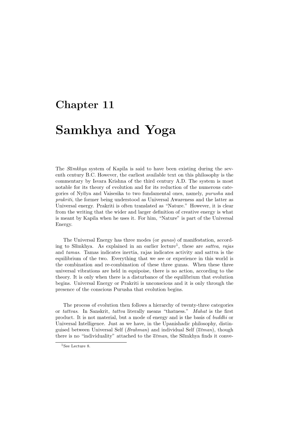 Samkhya and Yoga