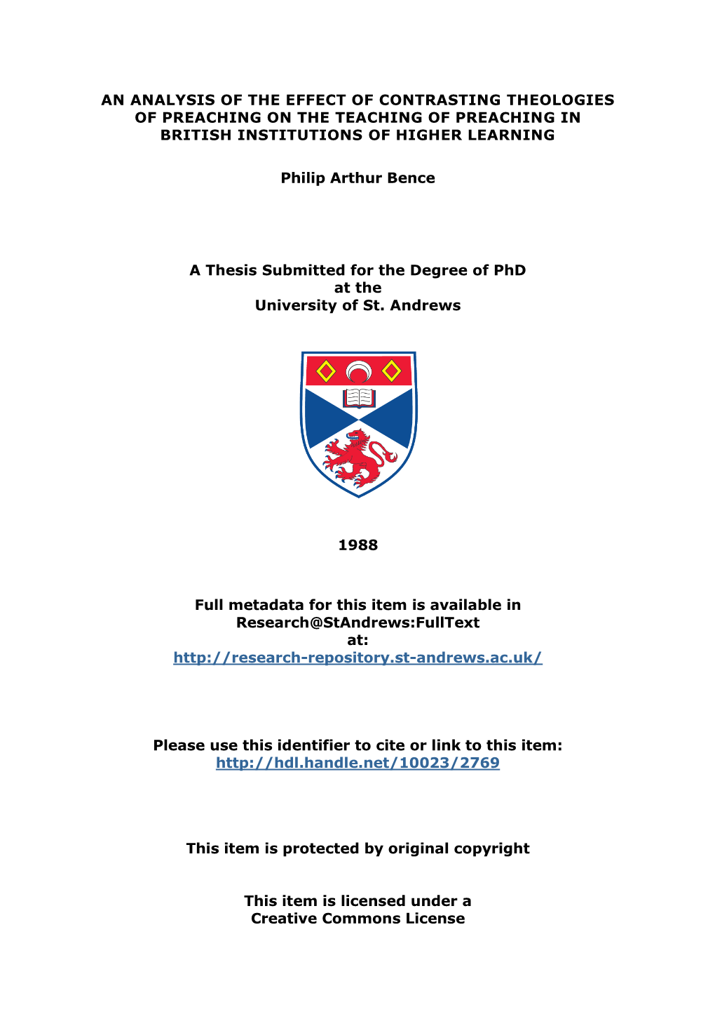 An Analysis of the Effect of Contrasting Theologies of Preaching on the Teaching of Preaching in British Institutions of Higher Learning