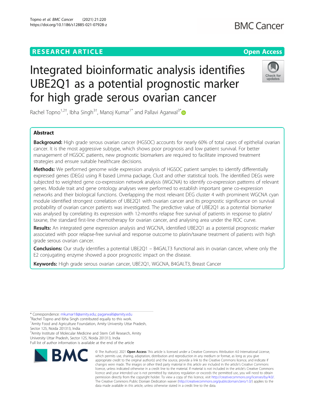 Integrated Bioinformatic Analysis Identifies UBE2Q1 As a Potential