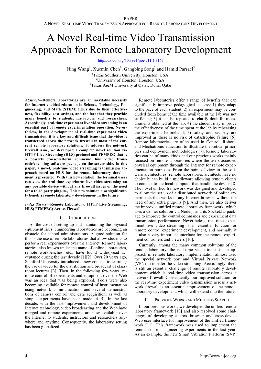 A Novel Real-Time Video Transmission Approach for Remote