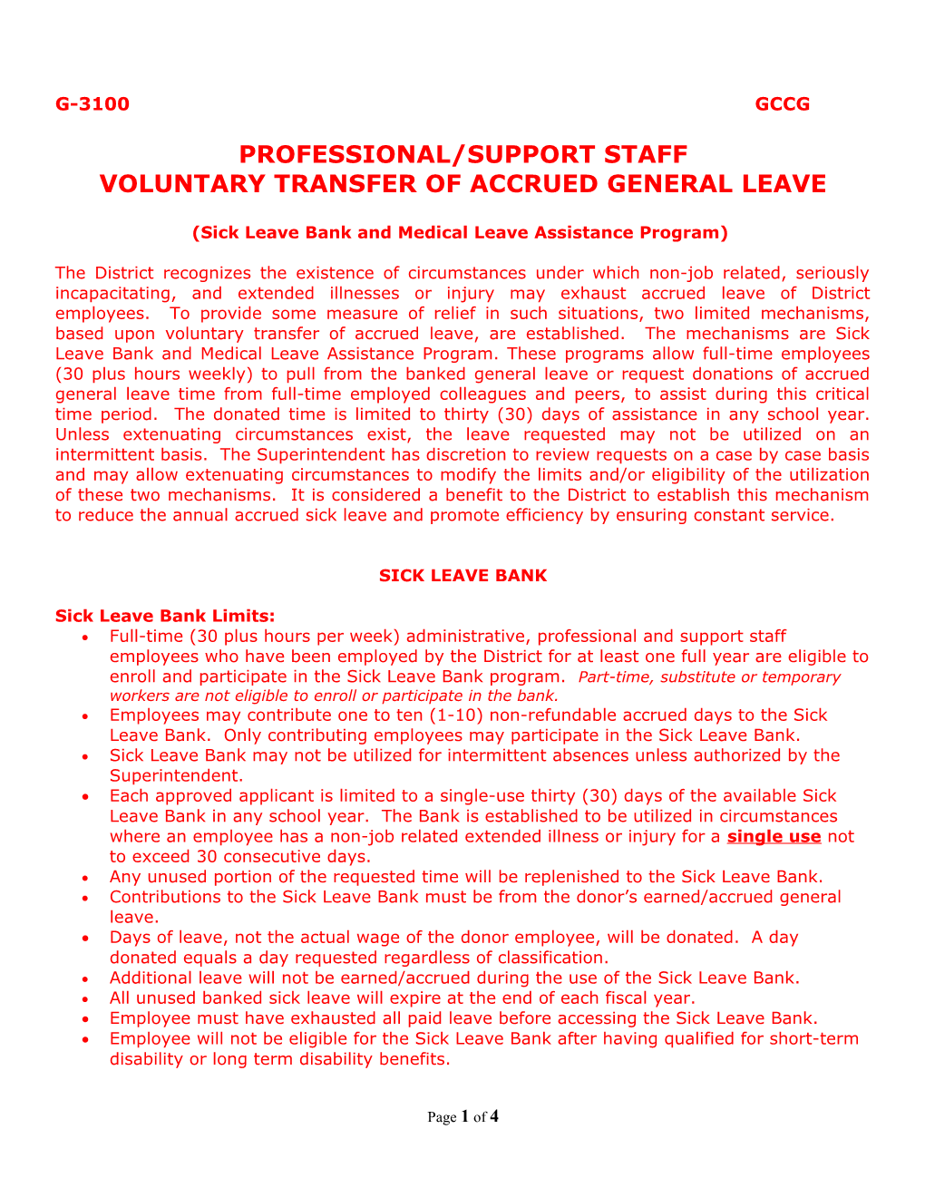 Voluntary Transfer of Accrued General Leave