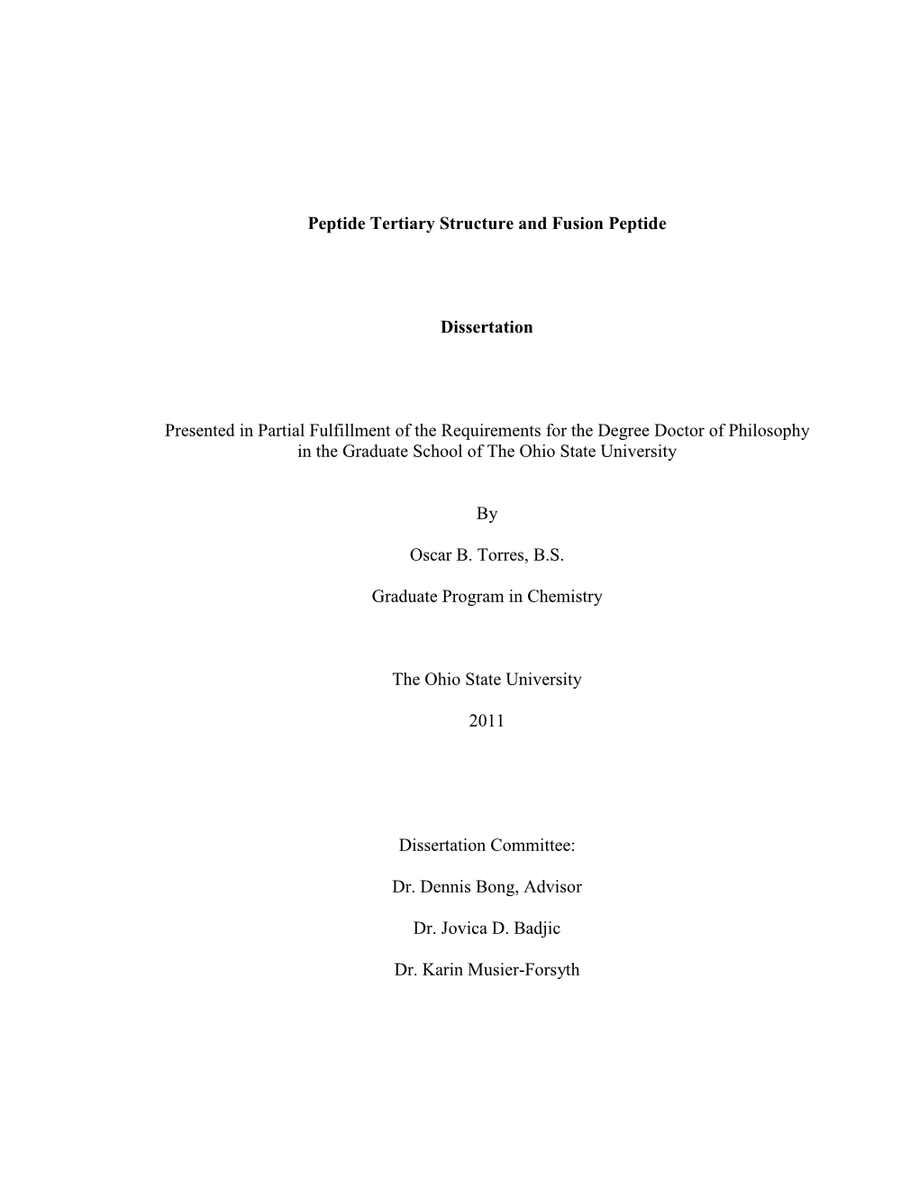 Peptide Tertiary Structure and Fusion Peptide