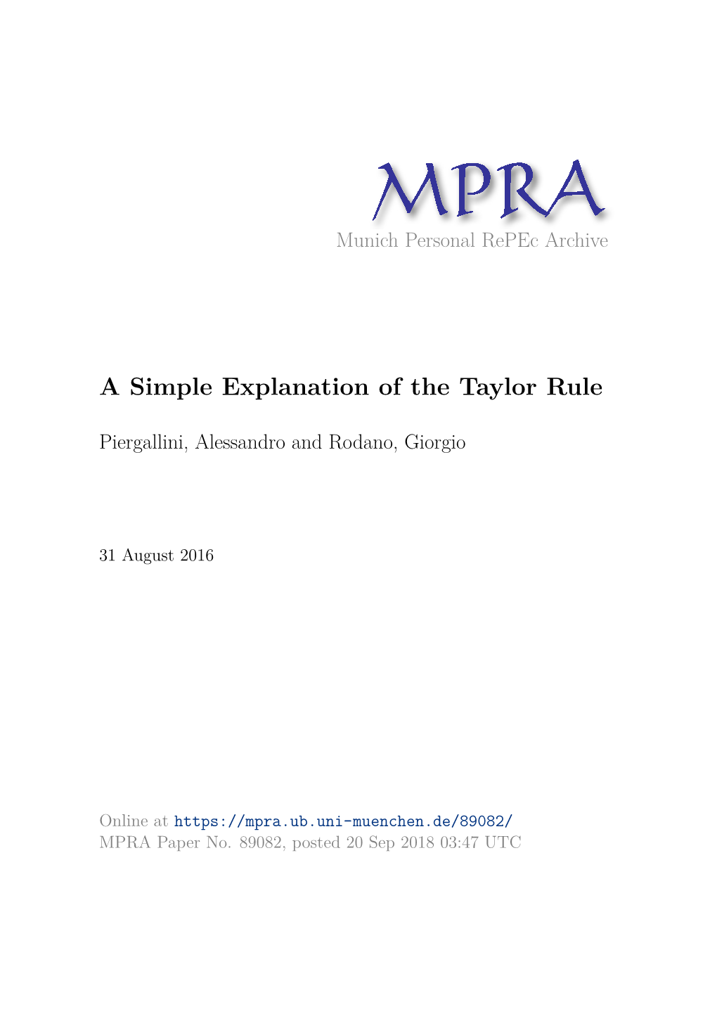 A Simple Explanation of the Taylor Rule