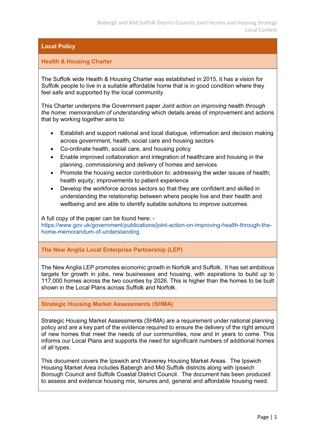 Babergh and Mid Suffolk District Councils Joint Homes and Housing Strategy Local Context