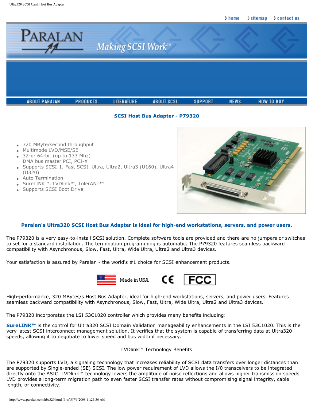 Ultra320 SCSI Card, Host Bus Adapter