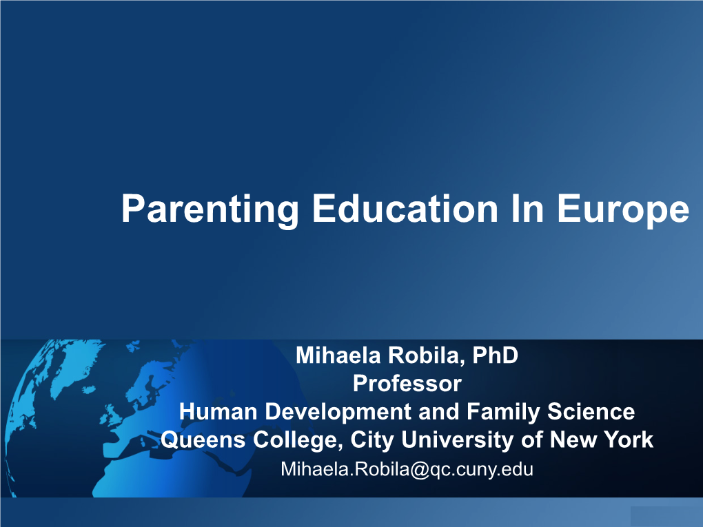 Parenting Education in Europe