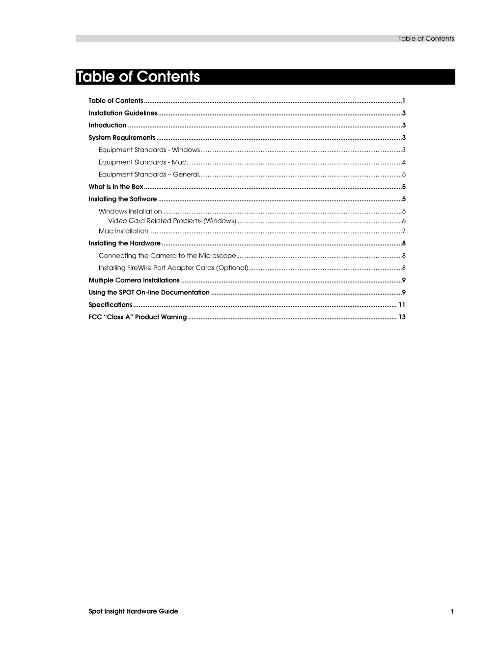 Table of Contents