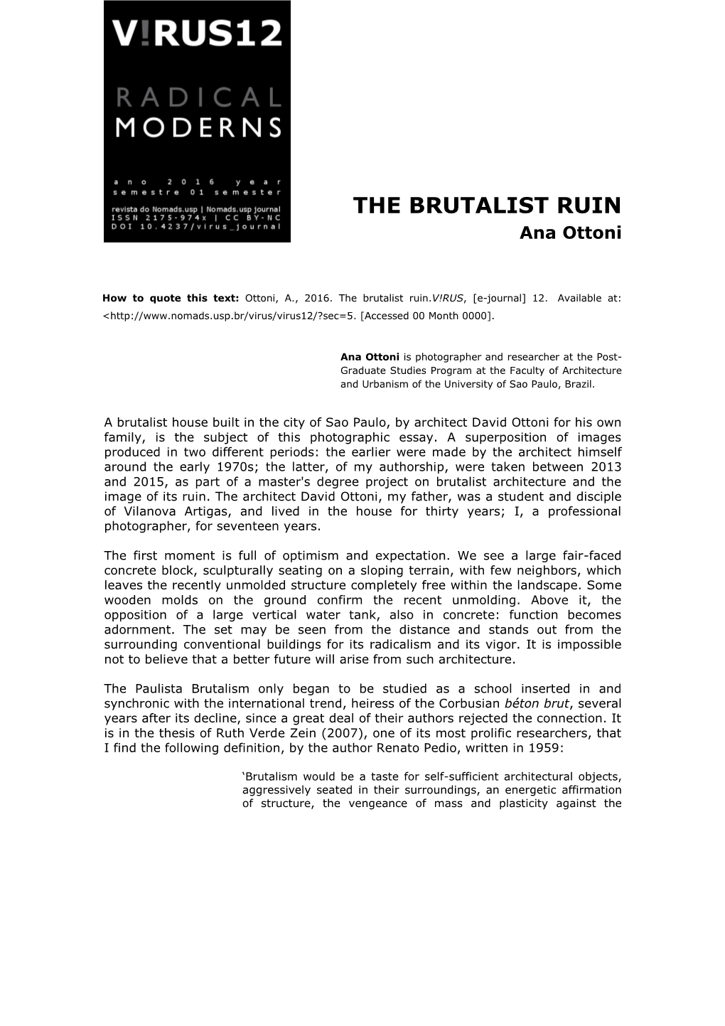 THE BRUTALIST RUIN Ana Ottoni