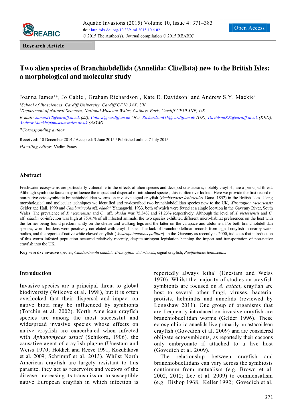 Two Alien Species of Branchiobdellida (Annelida: Clitellata) New to the British Isles: a Morphological and Molecular Study