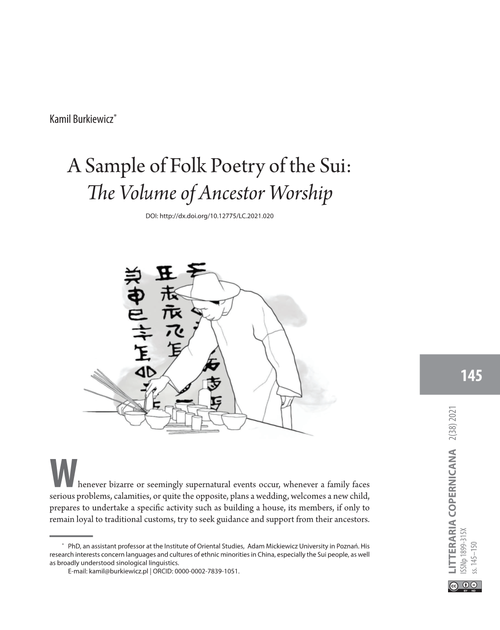 A Sample of Folk Poetry of the Sui: the Volume of Ancestor Worship