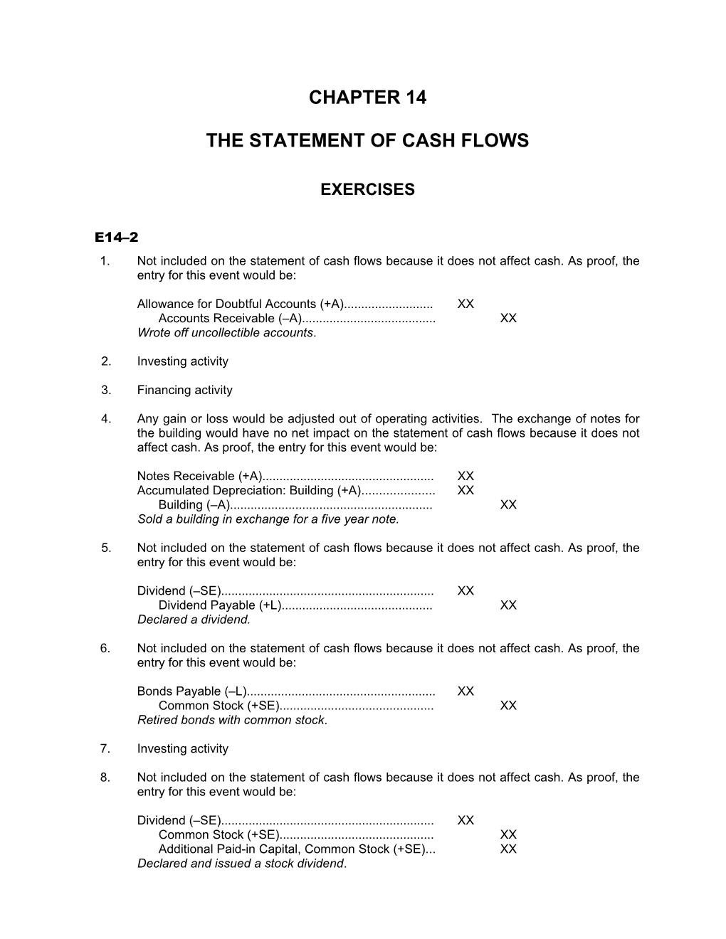 The Statement of Cash Flows