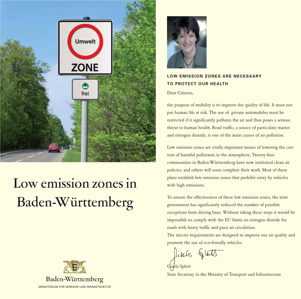 Low Emission Zones in Baden-Württemberg, Vehicles Will Only Be Allowed Freiburg to Enter If They Have a Yellow Or Green Sticker
