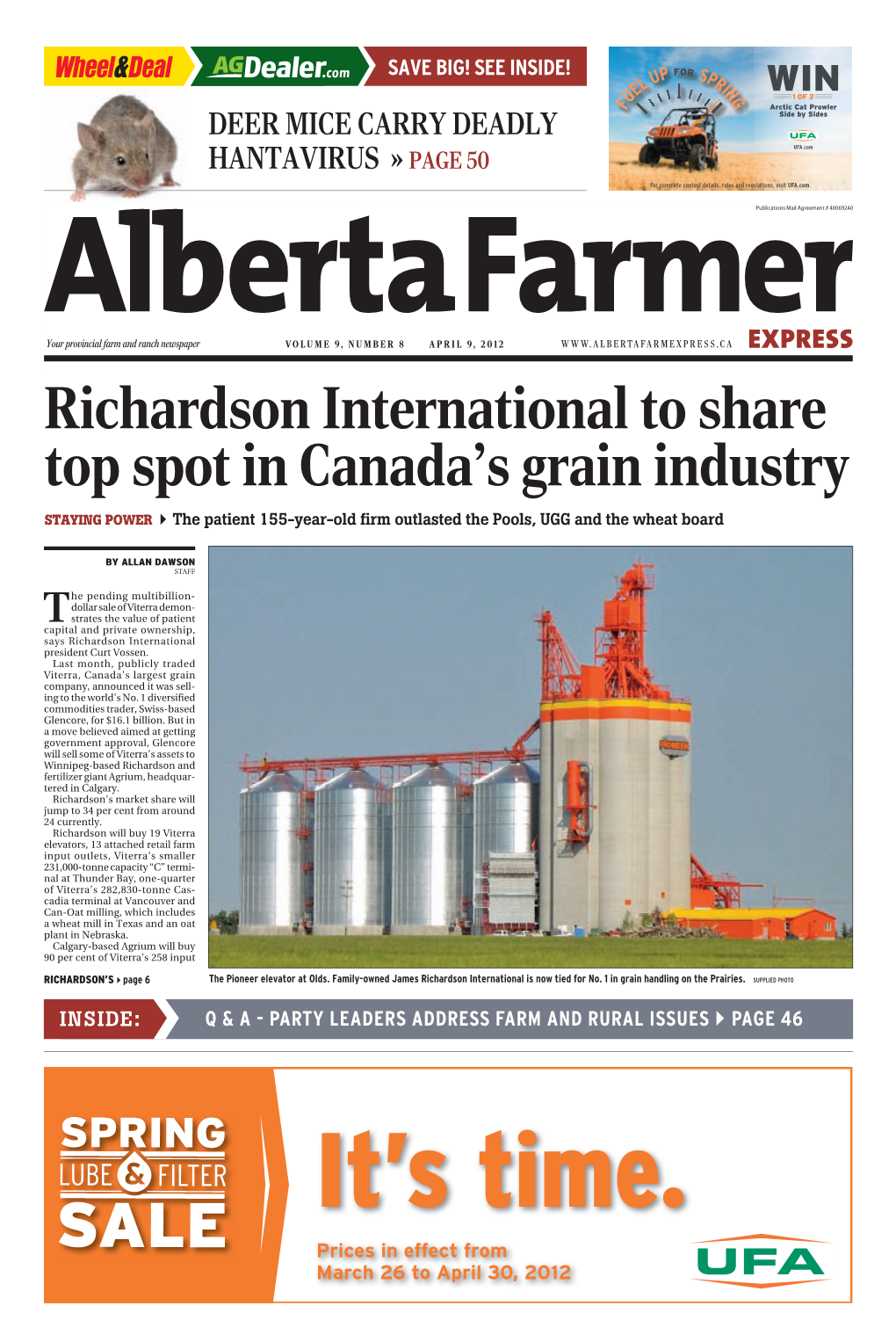 Richardson International to Share Top Spot in Canada's Grain Industry
