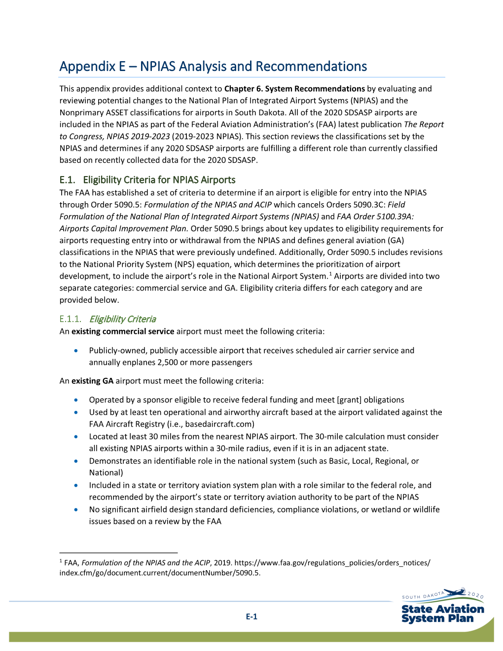 Appendix E: NPIAS Analysis and Recommendations (PDF)