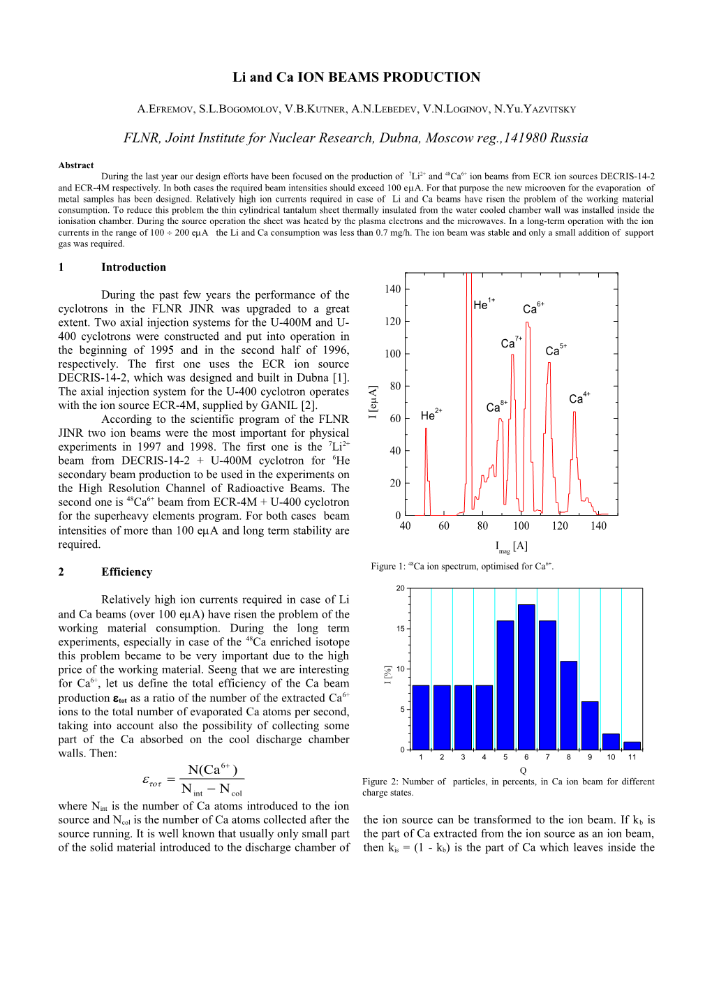 Li and Ca ION BEAMS PRODUCTION