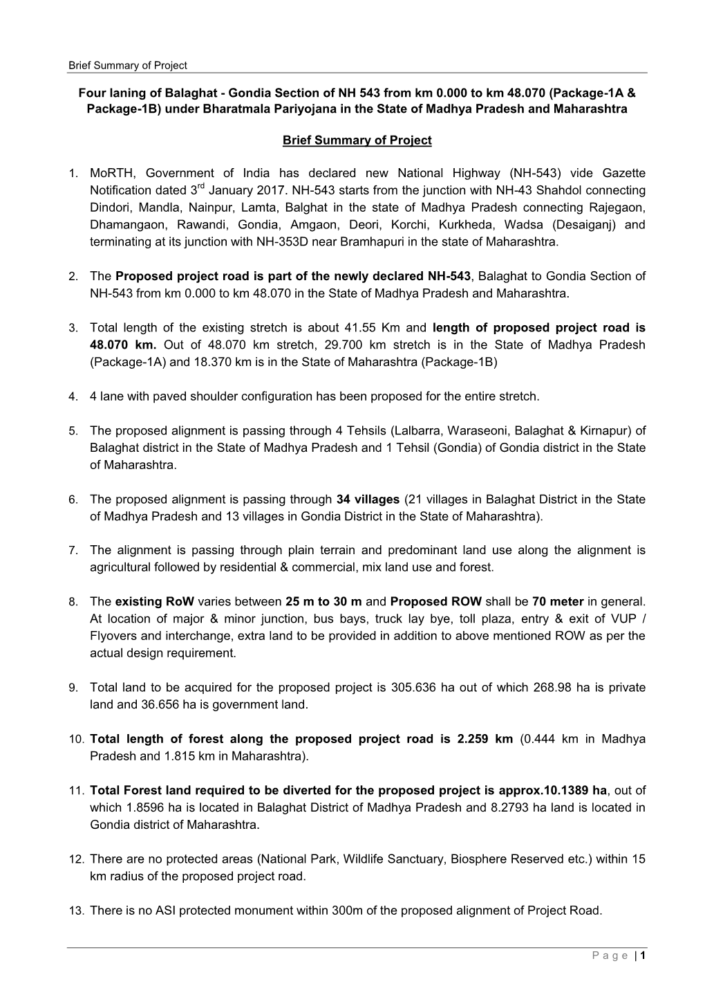 Widening & Improvement of Existing 2 Lane to 4 Lane of NH – 7 And