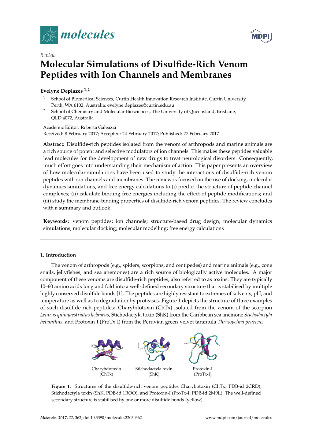 Molecular Simulations of Disulfide-Rich Venom Peptides With