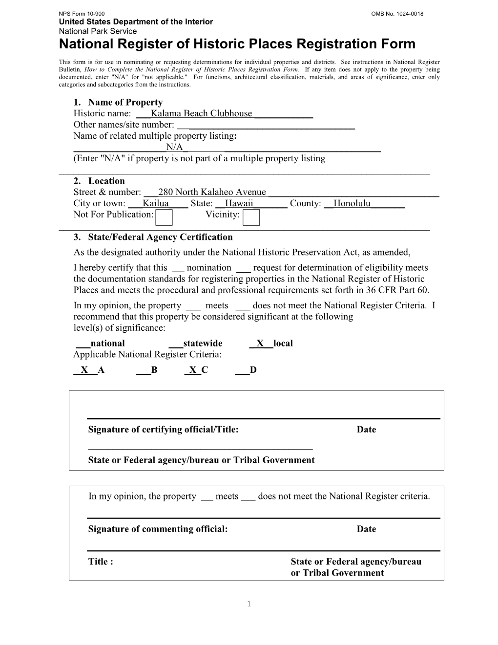 National Register of Historic Places Registration Form