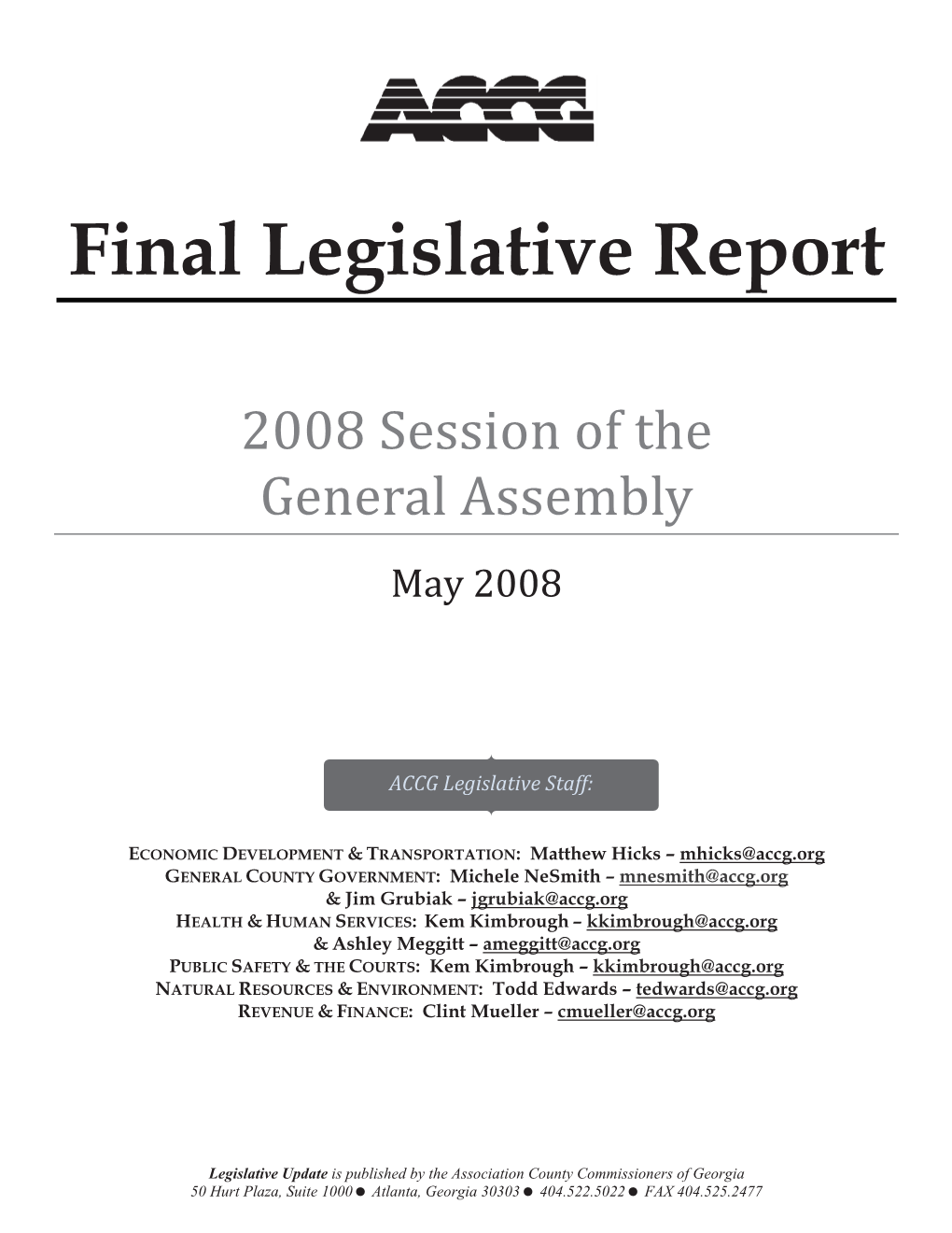 Final Legislative Report