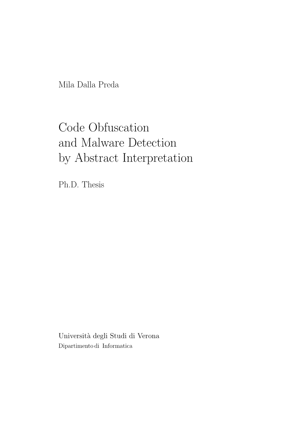 Code Obfuscation and Malware Detection by Abstract Interpretation