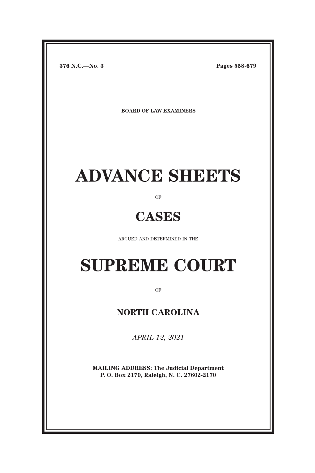 Advance Sheets Supreme Court